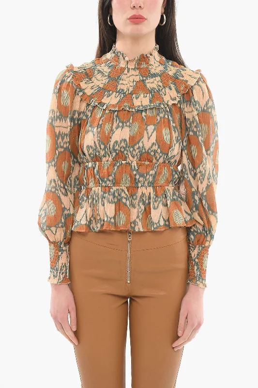 Clearance Sale Ulla Johnson Stretchy Rouched NOOR Long Sleeved Blouse