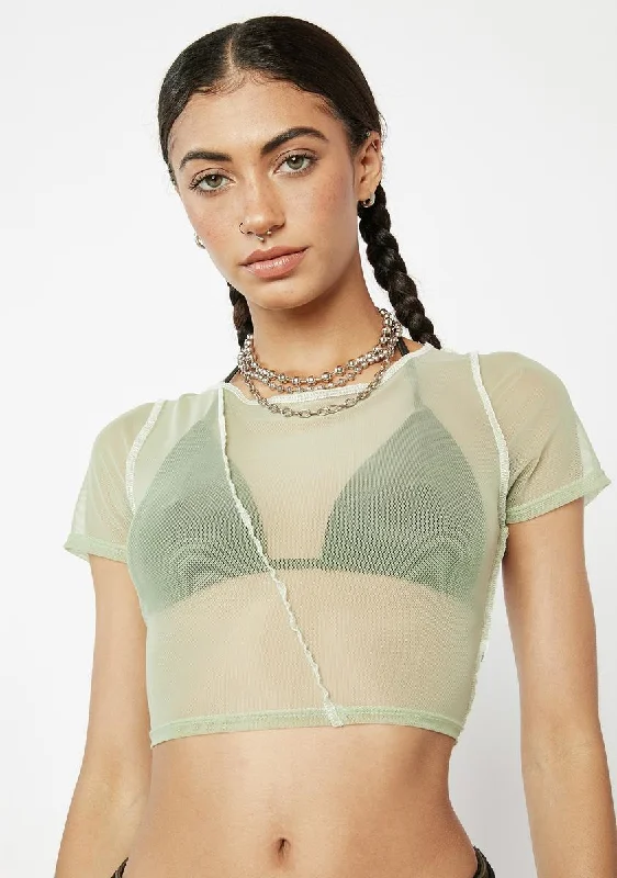 Stylish Women's Attire Sage Behind The Scenes Crop Top