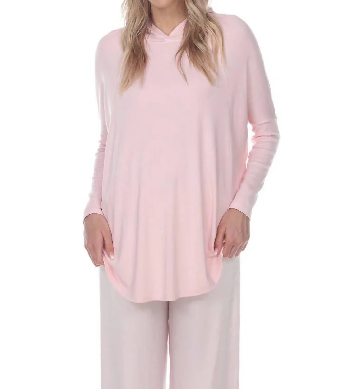 Seasonal Trends Tara Long Sleeve Hoodie With Pocket In Blush