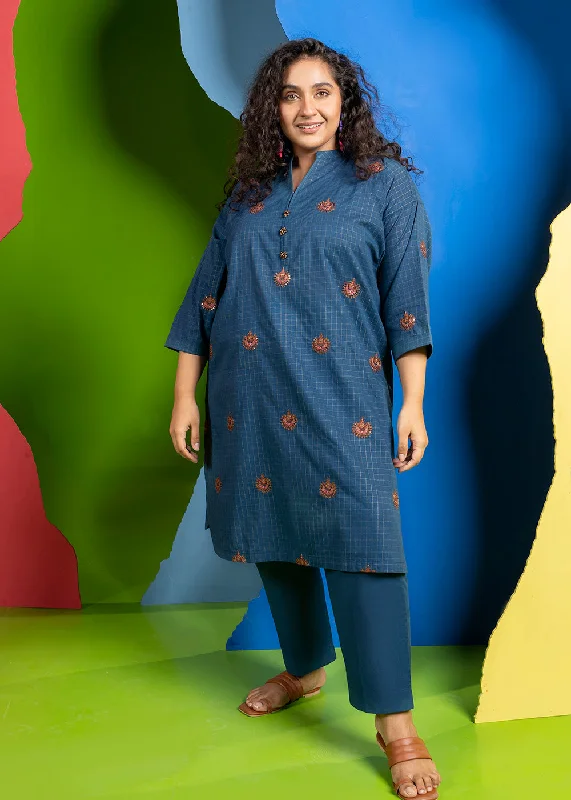 High End Women's Wear Dyed Embroidered Dobby Kurti
