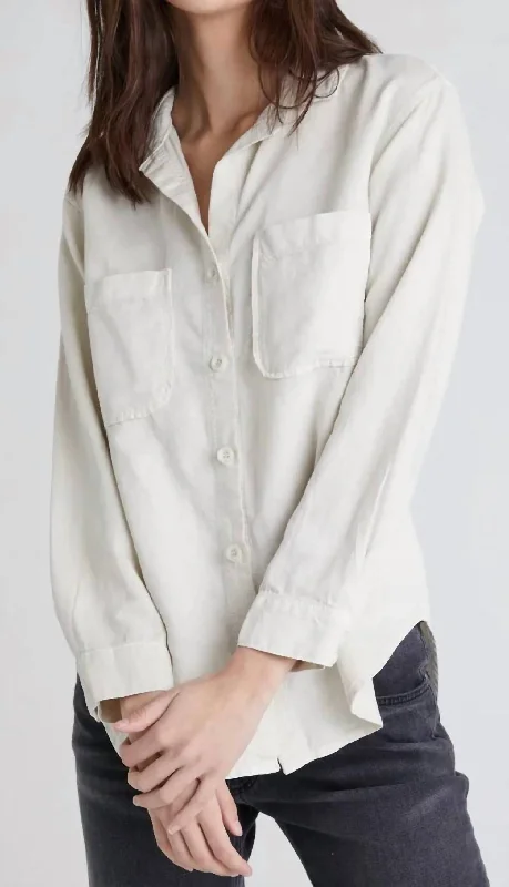 Women's Classic Attire Go West Long Sleeve Two Pocket Oversized Shirt In White