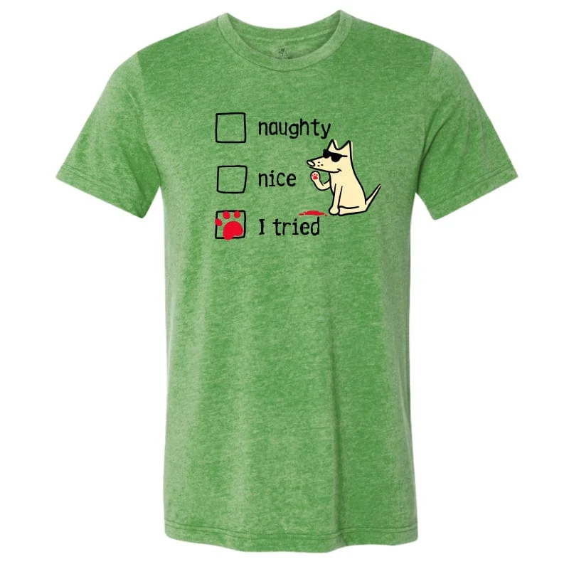 High Street Women's Fashion for Trendy Shoppers Naughty Nice I Tried - Lightweight Tee