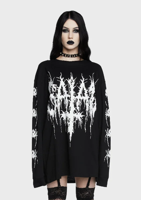 Women's Formal Event Outfit Satanic Veins Long Sleeve Tee