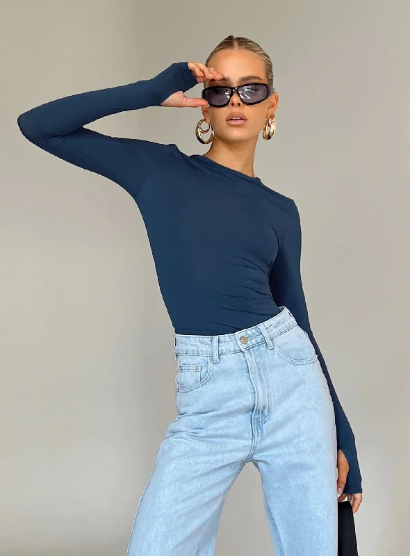 Affordable Women's Clothes Farro Long Sleeve Top Navy