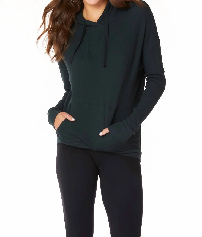 Women's Workout Garments Long Sleeve Pocket Hoodie In Black