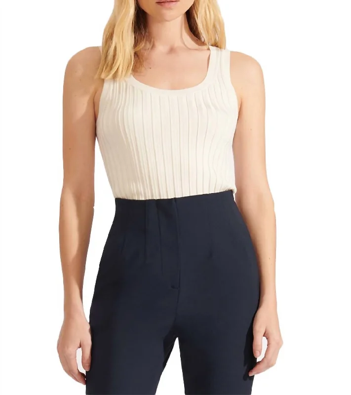Comfortable Loungewear for Women Sandra Ribbed Scoop Neck Tank Top In Off White