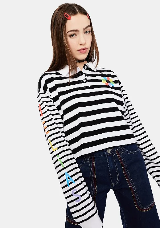 Women's Elegant Garments Ski Patrol Long Sleeve Striped Polo
