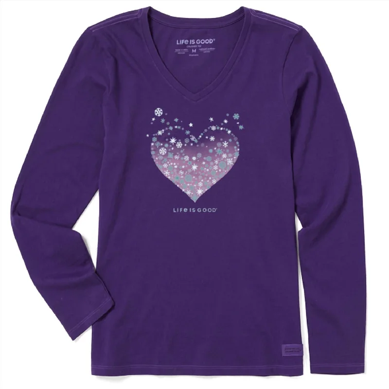 Women's Floral Print Outfit Women's Heart Of Snow Long Sleeve Shirt In Deep Purple