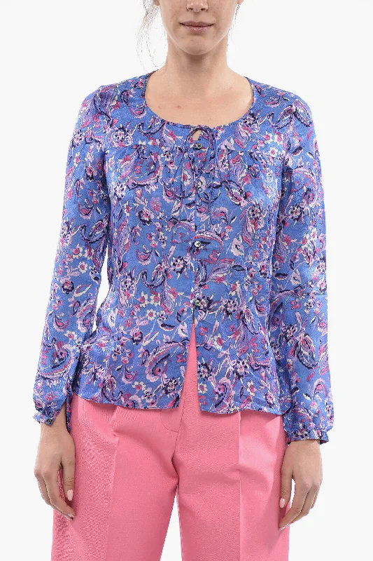 Women's Urban Fashion Isabel Marant Long Sleeved Printed PRIAN Silk Blend Blouse