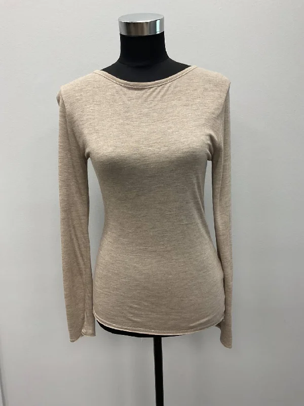 Casual Style for Busy Women Long Sleeve Shirt With Cashmere In Taupe