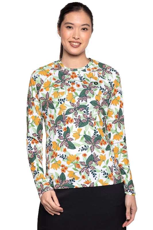 Women's Chic Outerwear Attire Women's Devi Long Sleeve Fitness T-Shirt | Apricot Crush Floral Paradise