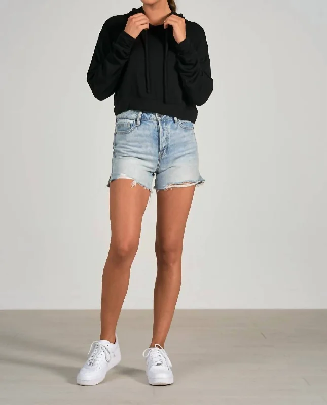 Women's Apparel Cheri Long Sleeve Hoodie Crop Top In Black