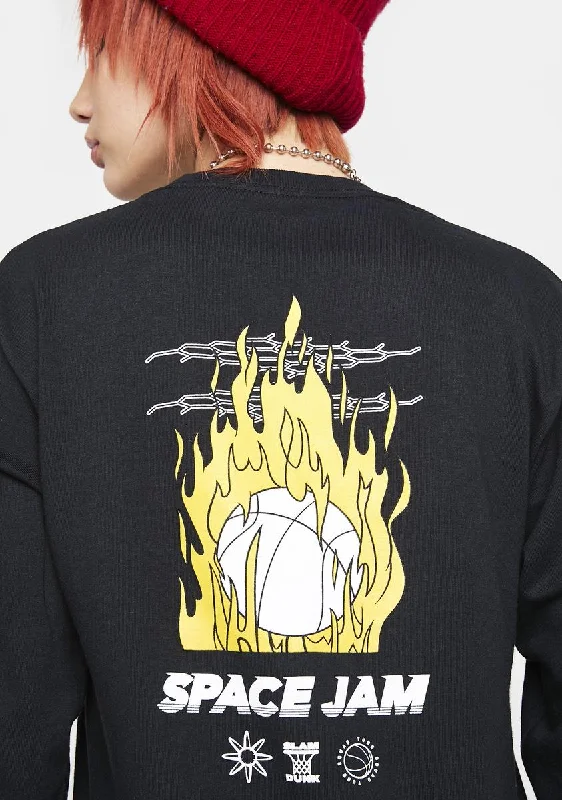 Elegant Women's Attire X Space Jam Burning Ball Long Sleeve Tee