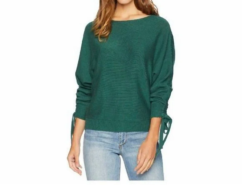 High Street Women's Fashion for Trendy Shoppers Dannee Ruched Long Sleeve Knit Sweater In Green