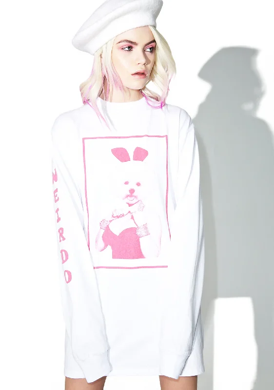 Plus Size Women's Fashion Dolly Dog Long Sleeve Tee