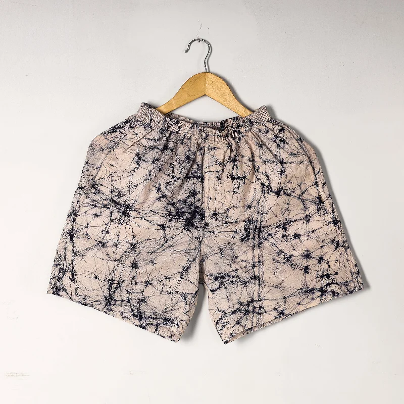 Women's Chic Outerwear Outfit Beige - Hand Batik Printed Cotton Unisex Boxer/Shorts