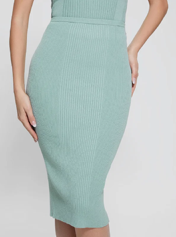 Women's Trendy Activewear Apparel Eco Green Sahara Rib Knit Skirt