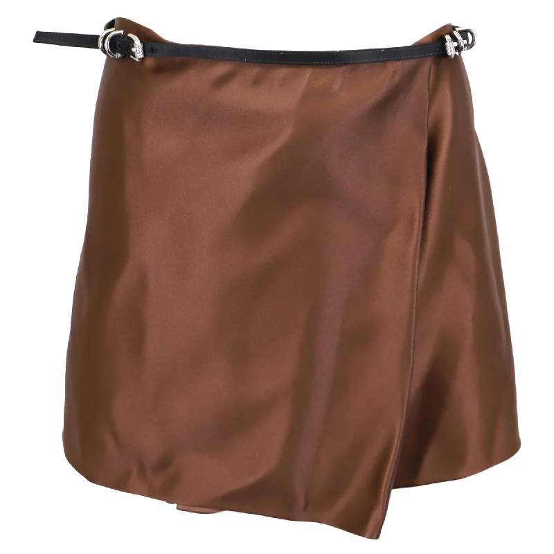 Women's Online Boutique Givenchy Voyou Wrap Skirt in Brown Silk