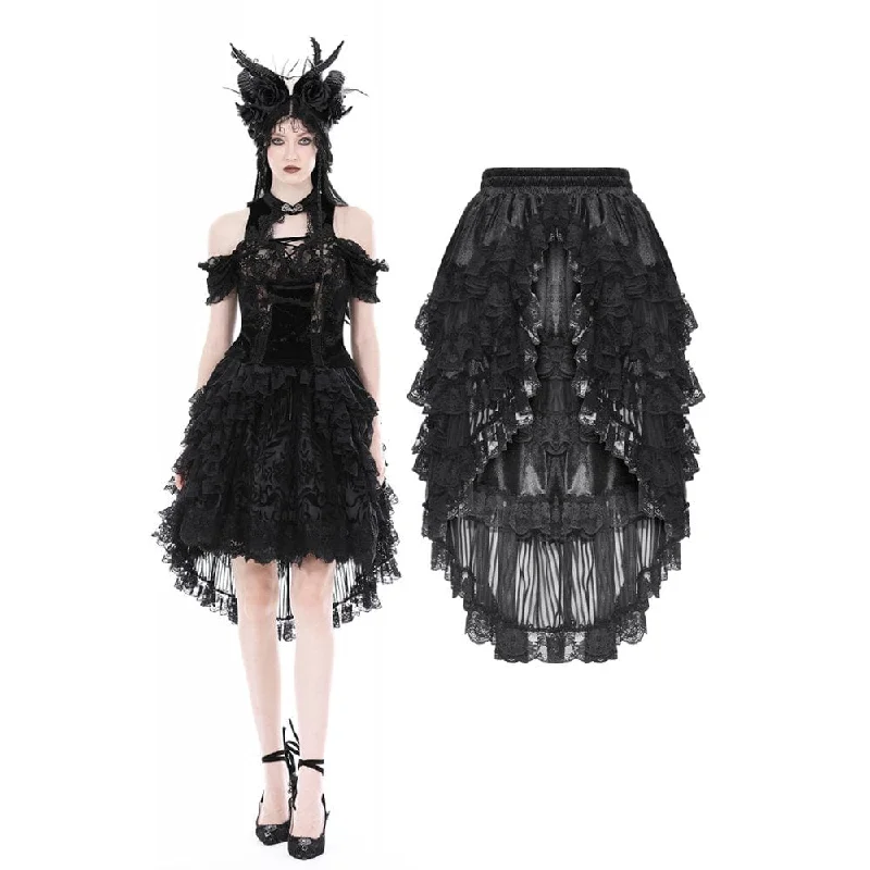 Clothes Woman Women's Gothic Ruffled Layered High-low Skirt