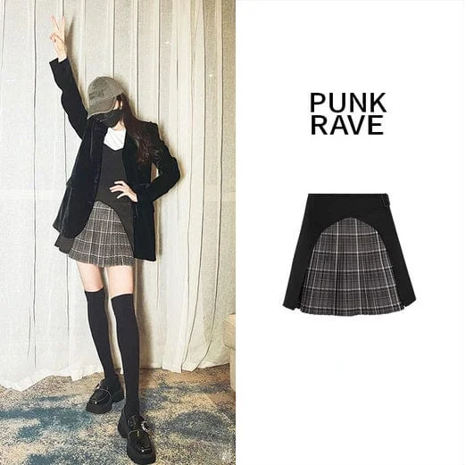 Trendy Outfits For Ladies Women's Grunge Plaid Splice Pleated Skirt