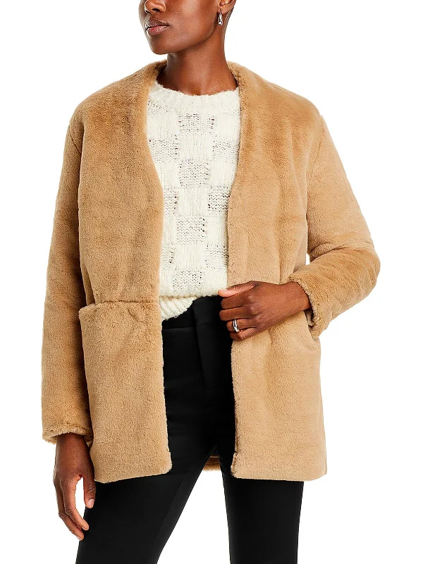 Trendy Women's Apparel for All Seasons Buona Womens Midi Cold Weather Faux Fur Coat