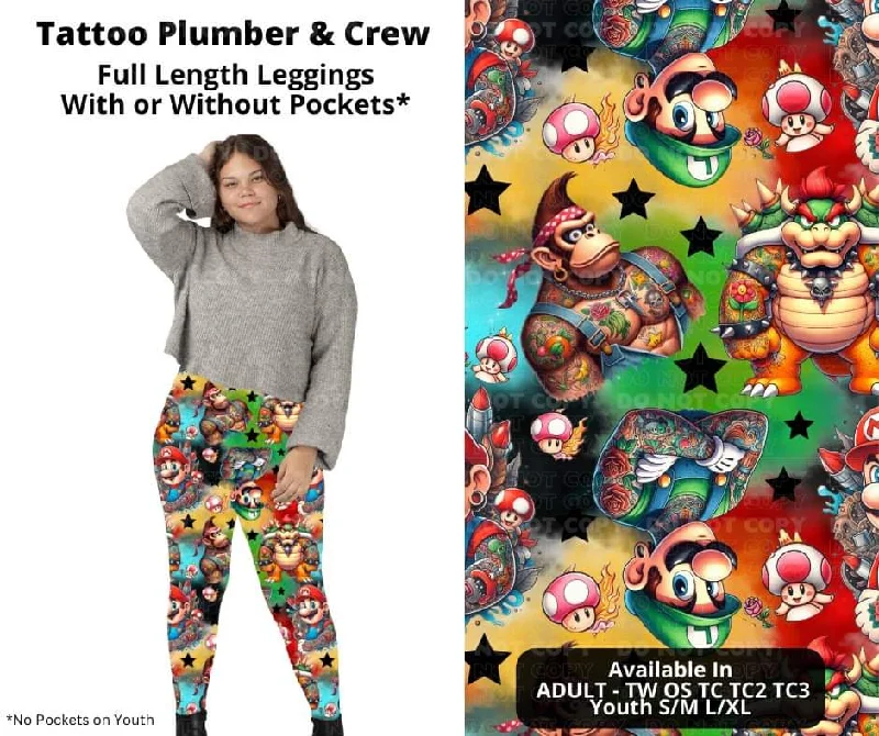 Evening Elegance Tattoo Plumber & Crew Full Length Leggings w/ Pockets